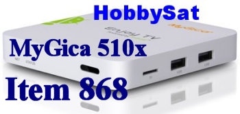 Front and right side of MyGica ATV510x Media Player Linux Only XBMC TV Box no WiFi